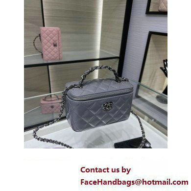 chanel Shiny Crumpled Calfskin, Strass  &  Ruthenium-Finish Metal Clutch with Chain AP3593 gray 2023